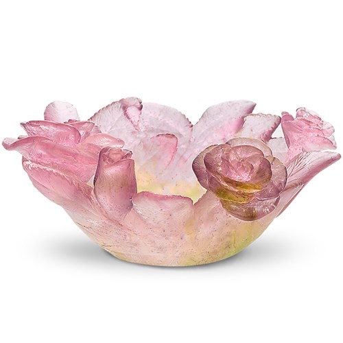 Crystal Rose Bowl in Pink By Daum