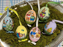 Load image into Gallery viewer, Hand-painted Traditional Pastel &quot;Busy Bunnies&quot; Eggs Set of 6
