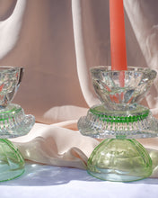 Load image into Gallery viewer, Set of Two Reversible Uranium Green Candlesticks By Opaline Atelier
