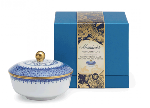 Cobalt Blue Lace Grand Round Box Candle