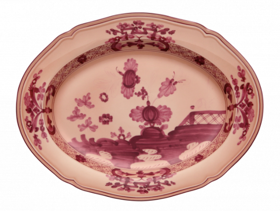 Ginori 1735 Oriente Italiano Vermiglio Oval Flat Platter