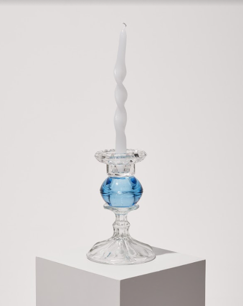 Tall Blue Candle Holder By Opaline Atelier