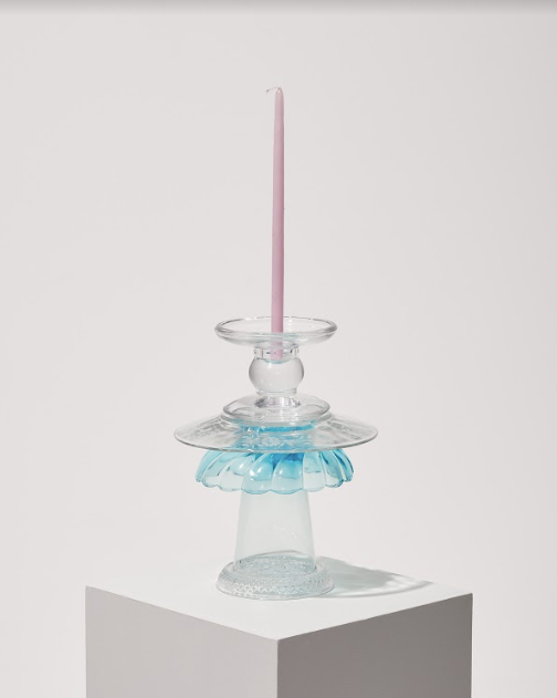 Light Blue Candle Holder By Opaline Atelier