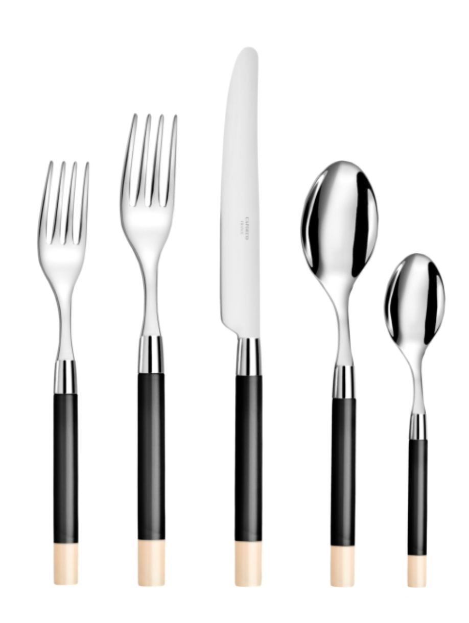 Conty Black and Ivory 5 Piece Place Setting by Capdeco