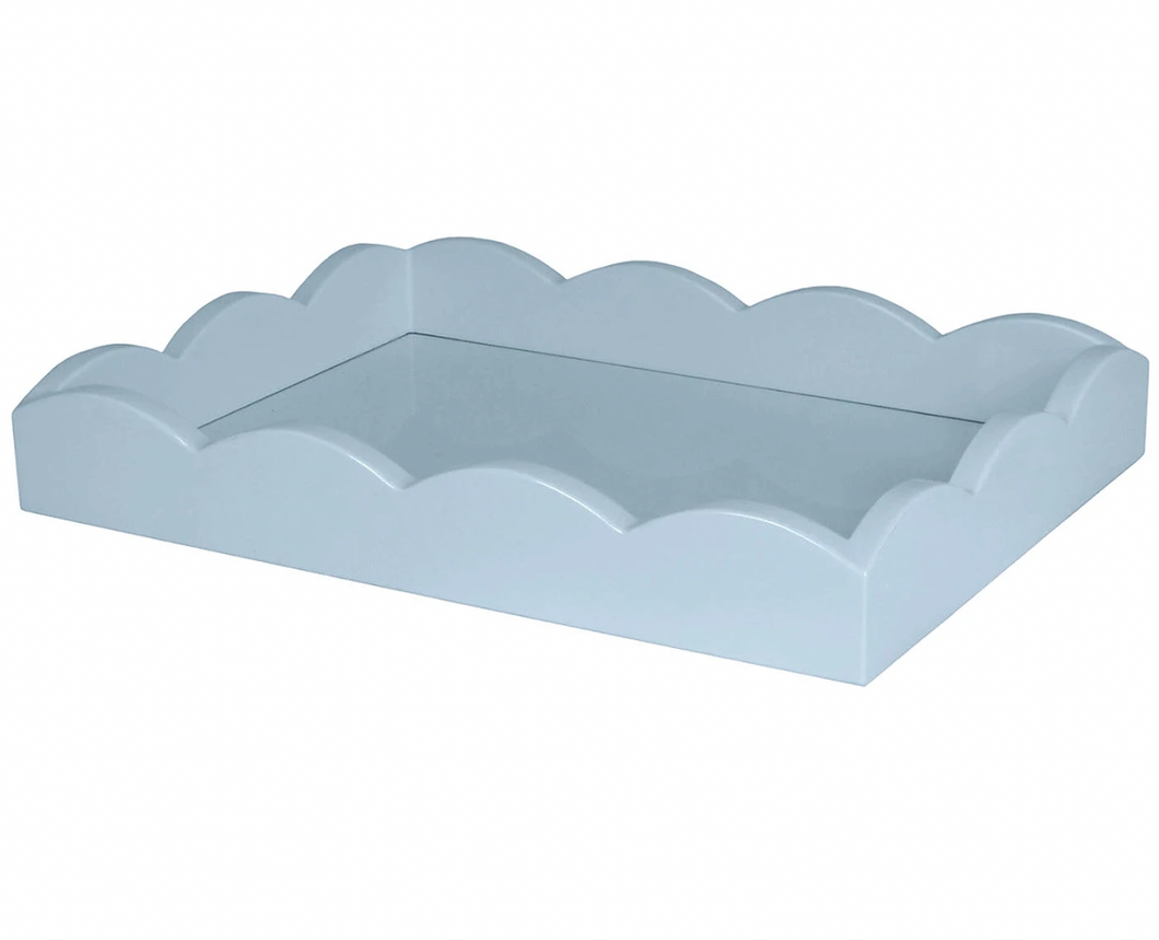 Small Pale Denim Lacquer Scallop Tray by Addison Ross