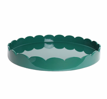 Load image into Gallery viewer, British Racing Green Round Large Lacquer Scallop Tray by Addison Ross
