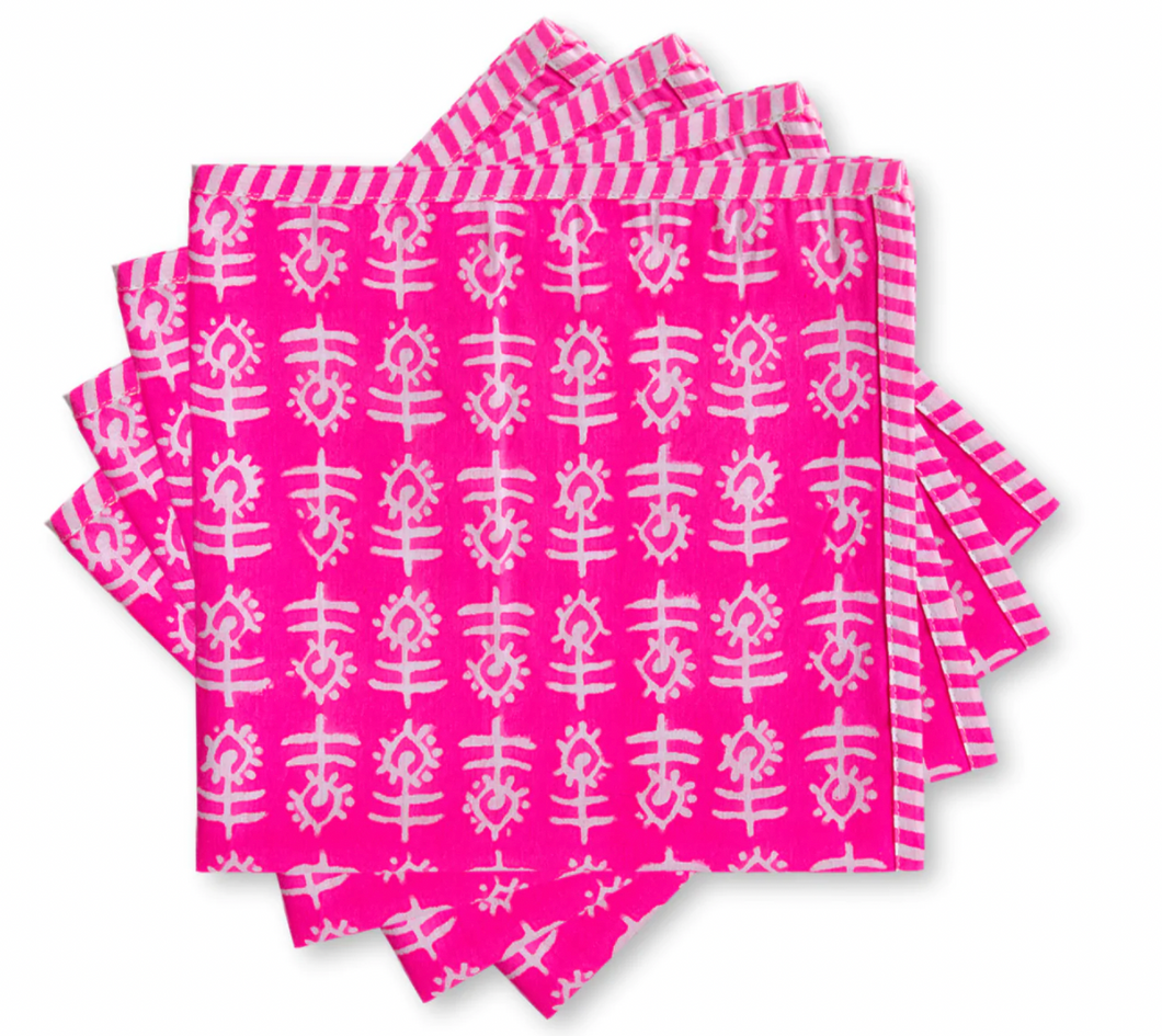 Pink Flower Napkin- Set of 4