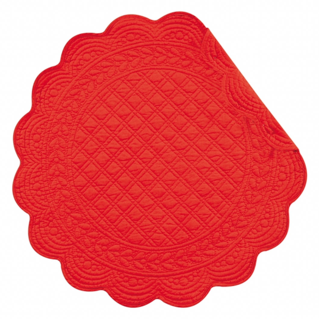 Red Round Quilted Placemat - Set of 4