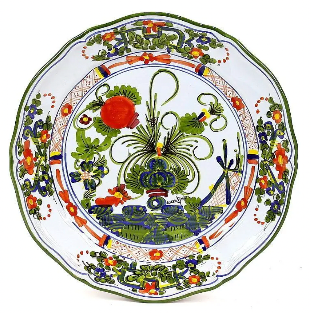 Faenza Garofano Carnation Scalloped Dinner Plate by Artistica Deruta of Italy - Set of 4
