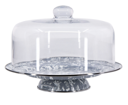 Spatterware Enamel Cake Stand and Dome