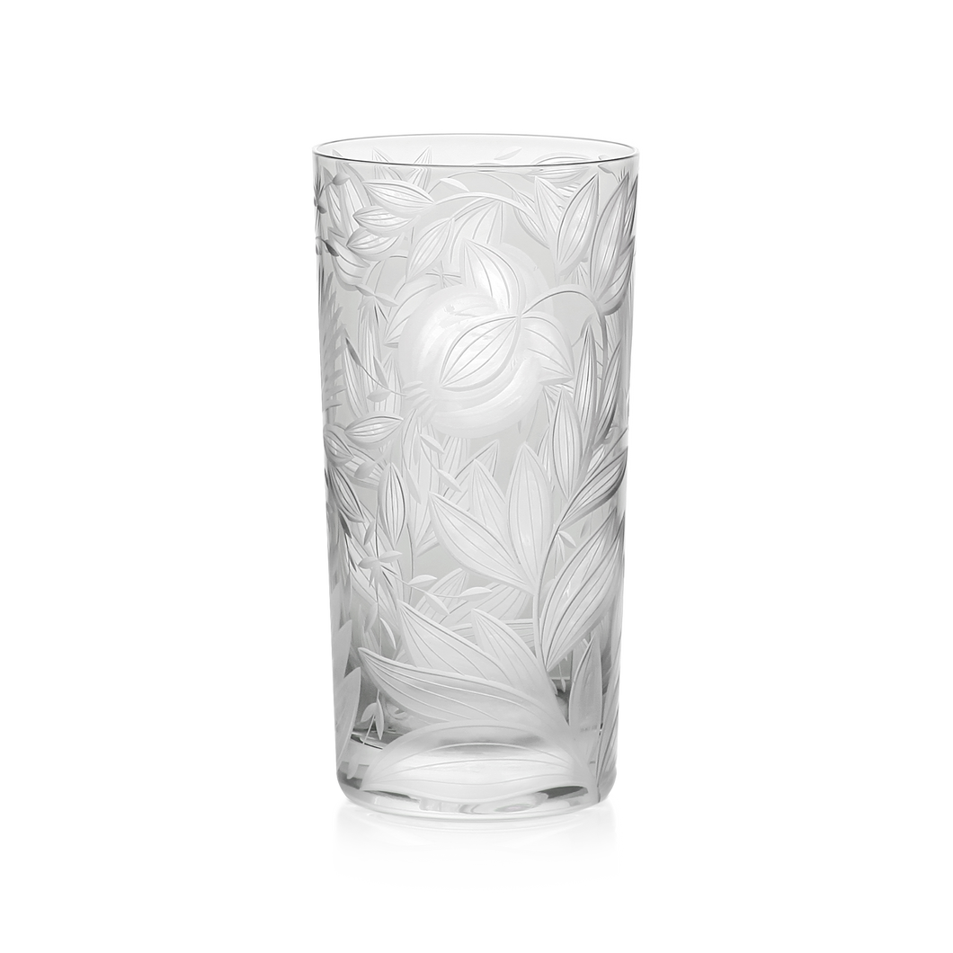 Verdure Etched Floral Highball Glass