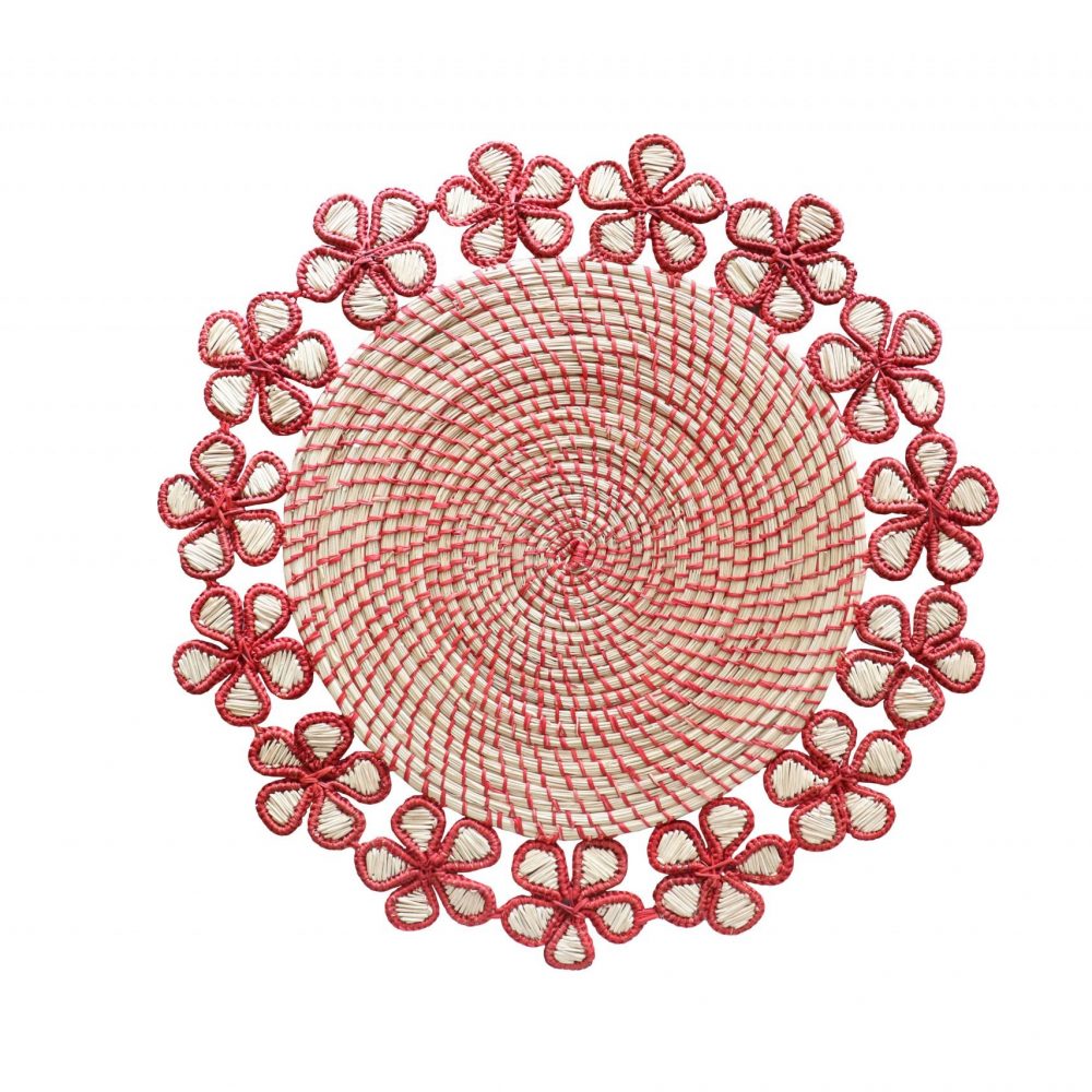 Coral Woven Flower Placemat By Klatso Home - Set of 6