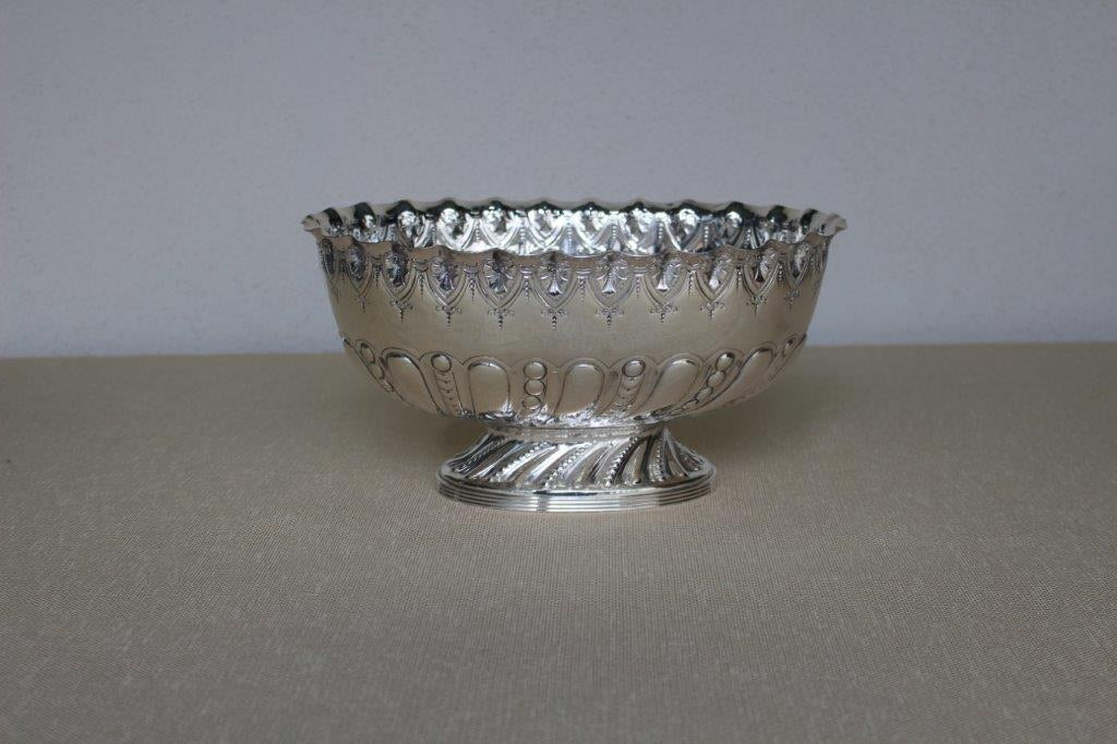 Oval Silver Pedestal Bowl By Fenton Bros.