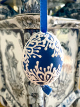 Load image into Gallery viewer, Hand-painted &quot;Paisley Wedgwood Blue and White&quot; Eggs Set of 3
