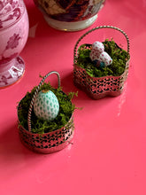 Load image into Gallery viewer, Pierced Baskets Pair with Twisted Handles - Set of 2 - Vintage
