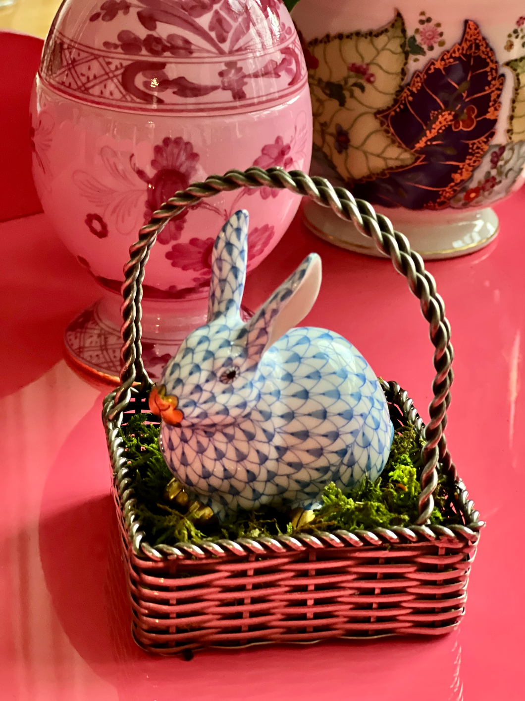 Woven Square Silver Easter Basket with Twisted Handle