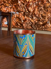 Load image into Gallery viewer, Blue Circles with Yellow Marble Pencil Cup by Shandell&#39;s
